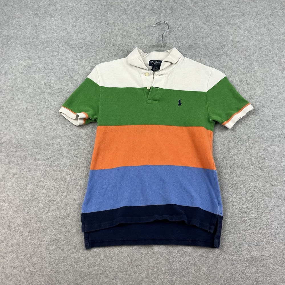 Polo Ralph Lauren Shirt Youth Size S Boys Vintage Colorful‎ Striped Short Sleeve